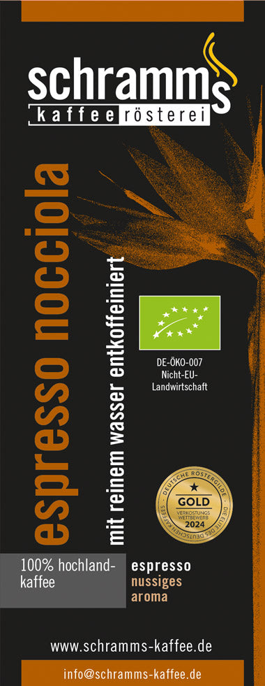 Espresso Nocciola - schonend mit Wasser entkoffeiniert