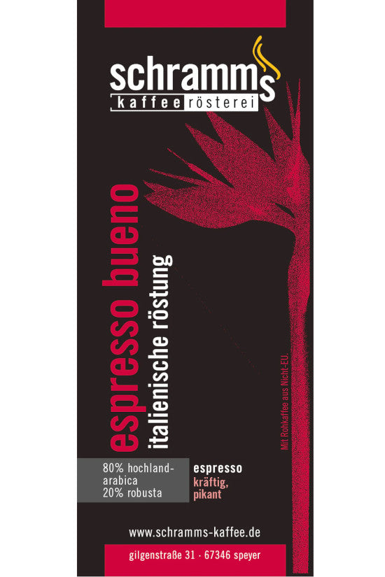 Espresso Bueno Großpackung von Schramms Kaffeerösterei mit dichter Crema und kräftig-würzigem Profil 