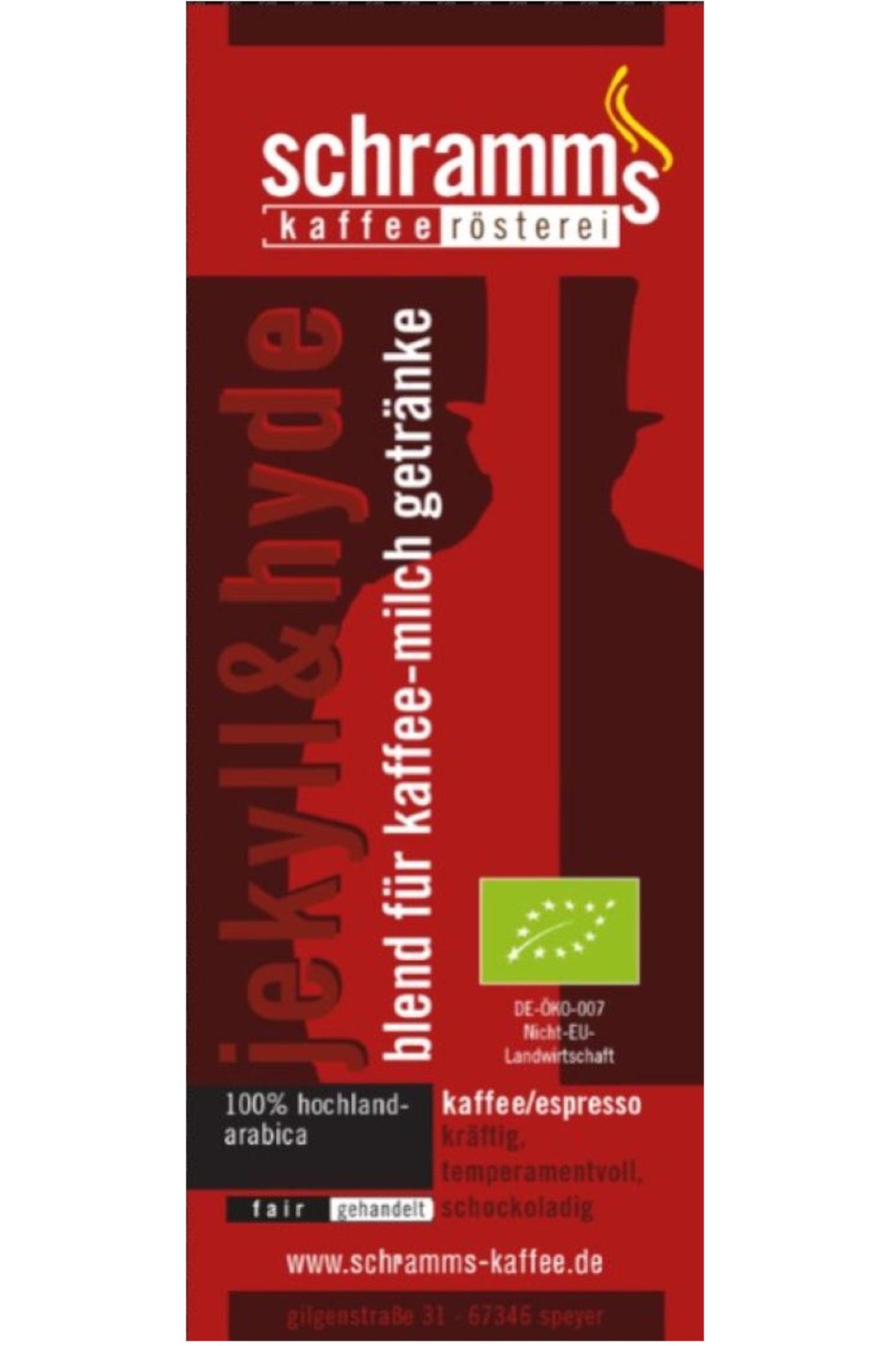 Jekyll & Hyde Bio als 100 % Arabica Café Crème mit schokoladig-würzigem Charakter und feiner Aromatik