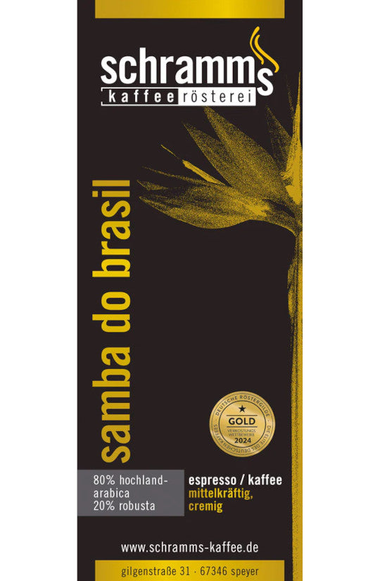 Samba do Brasil Großpackung als prämierter Espresso mit schokoladigem Profil, feiner Frucht und cremig-weicher Tasse 