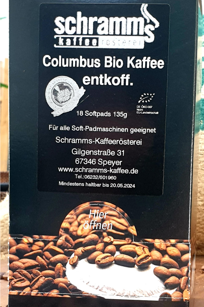 Kaffeepads-Columbus-Bio-Kaffee-entkoffeiniert